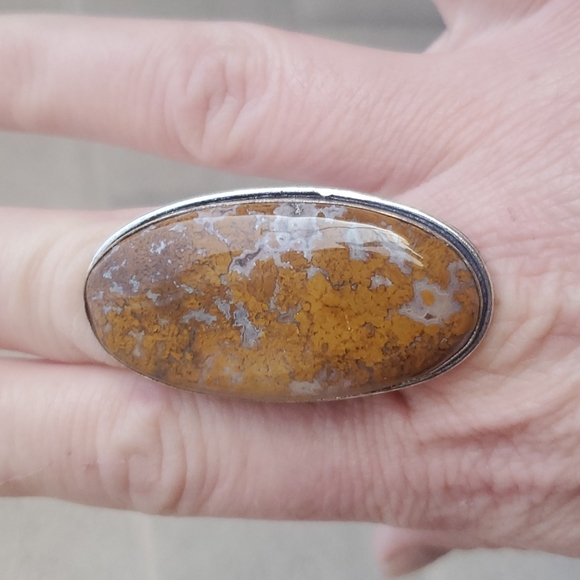 New Overzized Seam Agate 925 Silver Statement Ring. - Picture 2 of 16